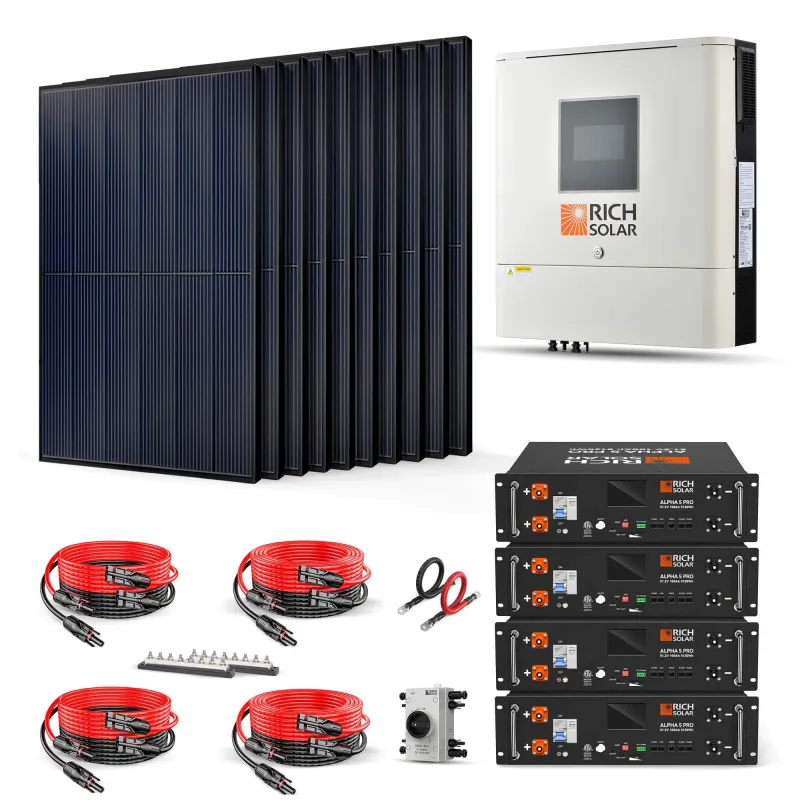 RICH SOLAR 4000W off-grid solar kit with 5.12kWh LiFePO4 battery and 10x410W panels for 48V 120V RV home off-grid solar applications