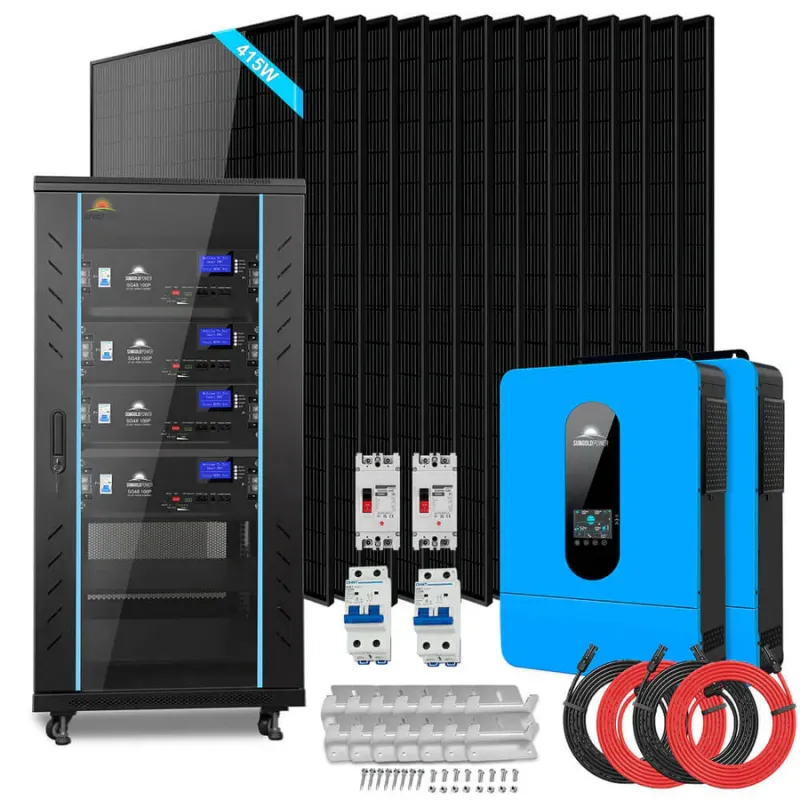 SunGold Power 13kW off-grid solar kit SGR-13KM with 20.48kWh LiFePO4 battery and 14x415W panels for 48V 120V/240V RV home off-grid solar applications