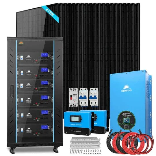 SunGold Power 15kW off-grid solar kit SGR-15K20E with 30.72kWh LiFePO4 battery and 20x415W panels for 48V 120V/240V RV home off-grid solar applications