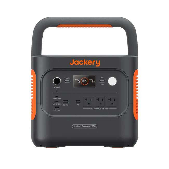 Jackery Explorer 2000 v2 portable power station 2042Wh LiFePO4 battery with 2200W output for camping RV home emergency backup applications