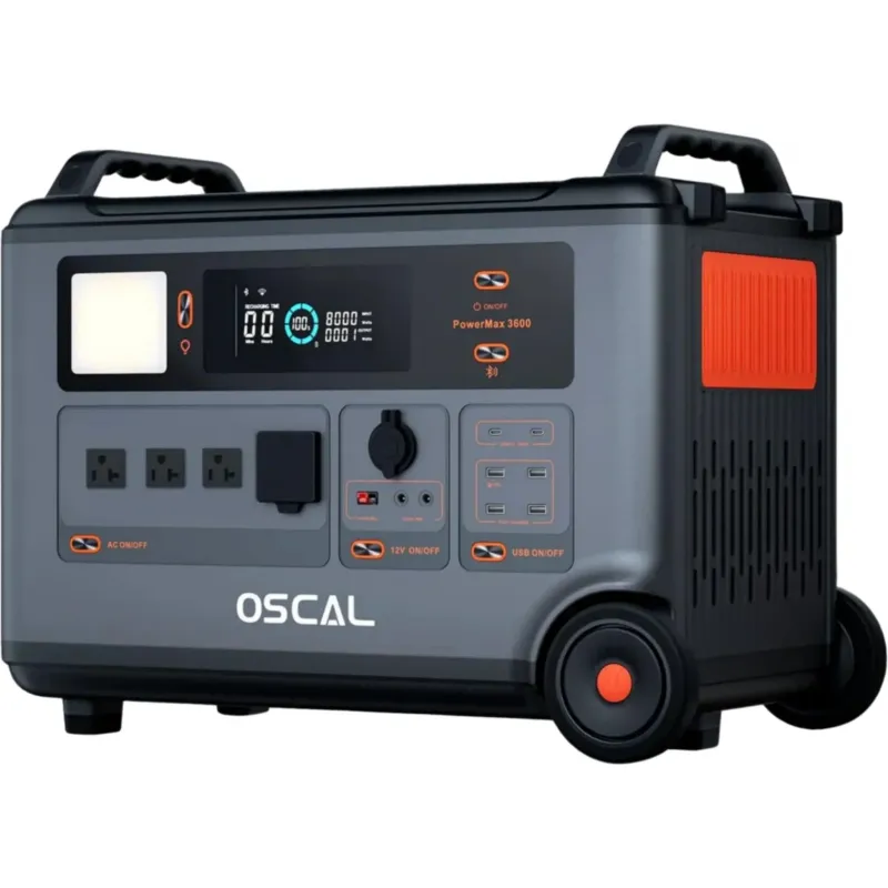 Oscal PowerMax 3600 portable power station 3600Wh LiFePO4 battery with 3000W output for home backup RV off-grid applications (main unit only)