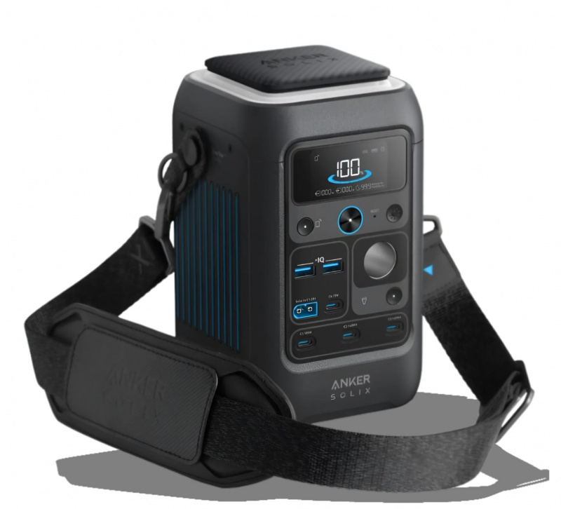 Anker SOLIX C300X DC portable power station 288Wh LiFePO4 battery with 300W DC output and camping light for travel camping emergency backup applications