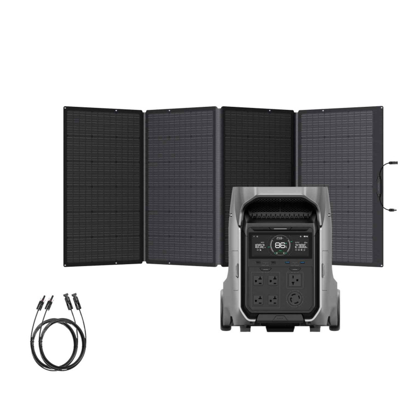 EcoFlow DELTA Pro 3 portable solar kit with 4096Wh LiFePO4 battery and 1x400W solar panel for home backup RV off-grid applications