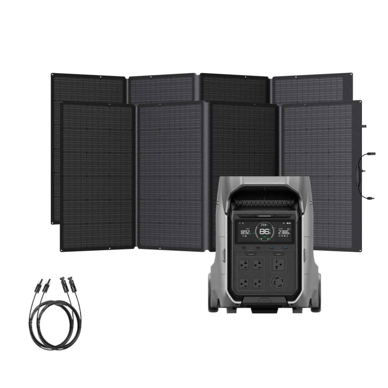EcoFlow DELTA Pro 3 portable solar kit with 4096Wh LiFePO4 battery and 1x400W solar panel for home backup RV off-grid applications