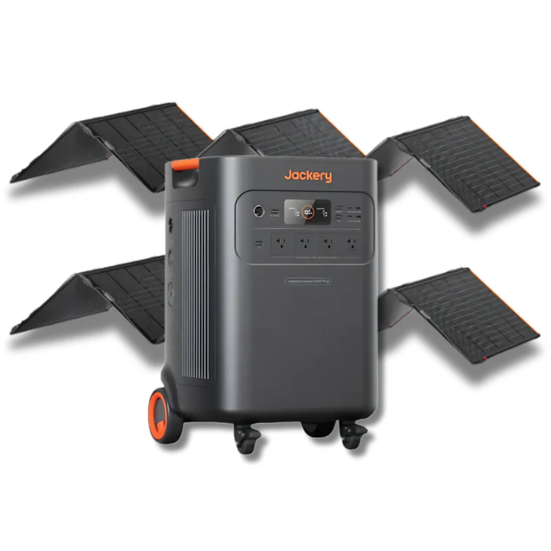 Jackery Explorer 5000 Plus with 2x SolarSaga 500X solar panels 10080Wh LiFePO4 for whole-home backup RV off-grid applications