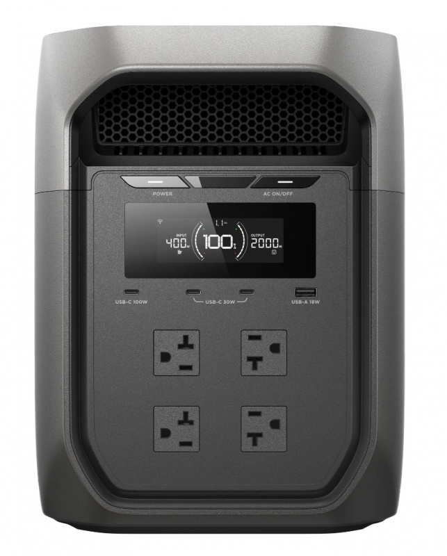 EcoFlow DELTA 3 Max portable power station gray 2048Wh LiFePO4 battery with 2400W output for home backup RV off-grid applications