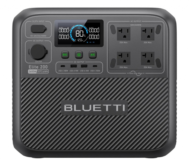 BLUETTI Elite 200 V2 portable power station 2073.6Wh LiFePO4 battery with 2600W output for home backup RV off-grid applications