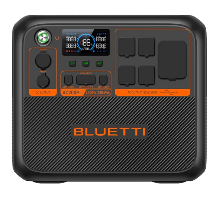 BLUETTI AC200P L portable power station 2400W 2304Wh LiFePO4 battery for home backup RV off-grid applications