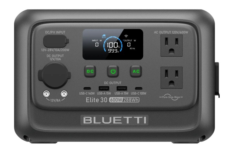BLUETTI Elite 30 V2 portable power station 600W 288Wh LiFePO4 battery for camping travel RV emergency backup applications