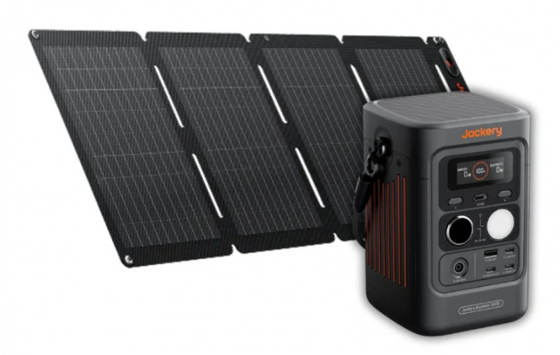 Jackery Explorer 300D portable power station with SolarSaga 40W Air foldable solar panel 288Wh LiFePO4 for camping travel backpack emergency backup applications