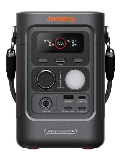 Jackery Explorer 300D portable power station 288Wh LiFePO4 battery with 300W output for camping travel RV emergency backup applications