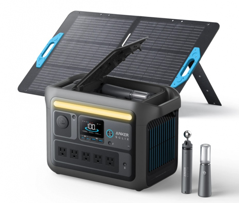 Anker SOLIX C800X portable power station with 1x100W solar panel 768Wh LiFePO4 for camping RV home emergency backup applications