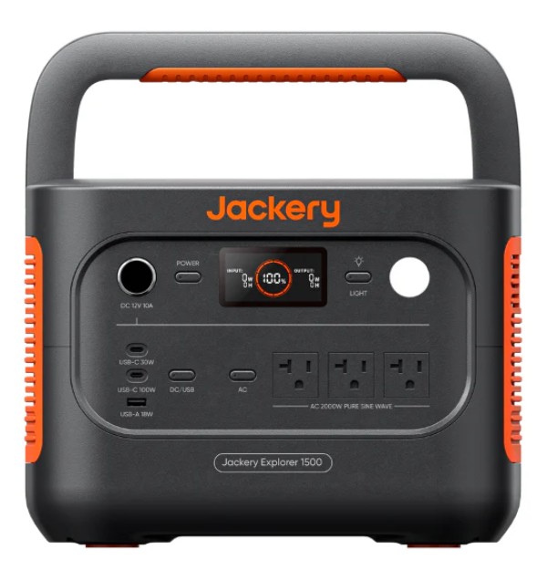 Jackery Explorer 1500 V2 portable power station 1512Wh LiFePO4 battery with 1800W output for camping RV home emergency backup applications