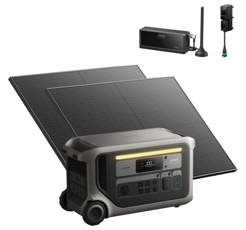 Anker SOLIX F3000 portable power station with 2x440W rigid solar panels and Power Saver Kit 3072Wh LiFePO4 for home backup RV off-grid applications