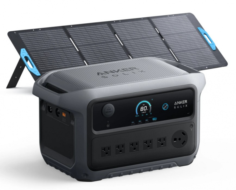 Anker SOLIX C2000 Gen2 portable power station with 1x200W solar panel 2048Wh LiFePO4 for camping RV home emergency backup applications