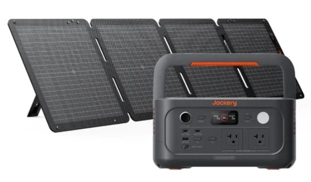Jackery Explorer 600 v2 portable power station with 1x100W SolarSaga Air foldable solar panel 632Wh LiFePO4 for camping travel RV emergency backup applications