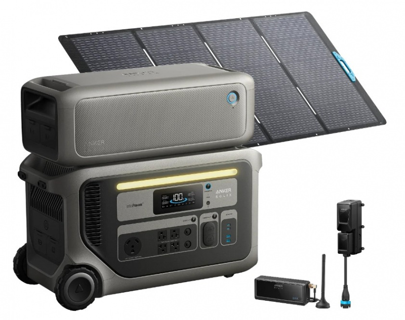 Anker SOLIX F3000 solar generator bundle with BP3000 expansion battery 1x400W solar panel and Power Saver Kits 6144Wh LiFePO4 for home backup RV off-grid applications