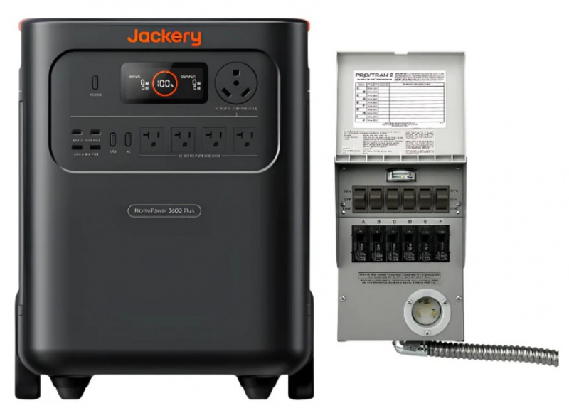 Jackery HomePower 3600 Plus with manual transfer switch 7168Wh LiFePO4 battery for whole-home backup RV off-grid applications