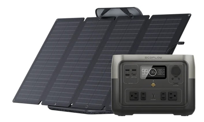 EcoFlow RIVER 2 Max portable power station with 1x160W portable solar panel 512Wh LiFePO4 for camping RV home emergency backup applications