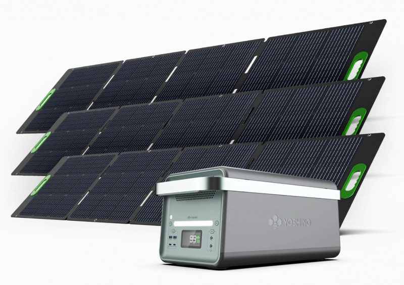 Yoshino K40SP23 solar generator with 3x200W solar panels 3840Wh solid state LiFePO4 battery for home backup RV off-grid applications