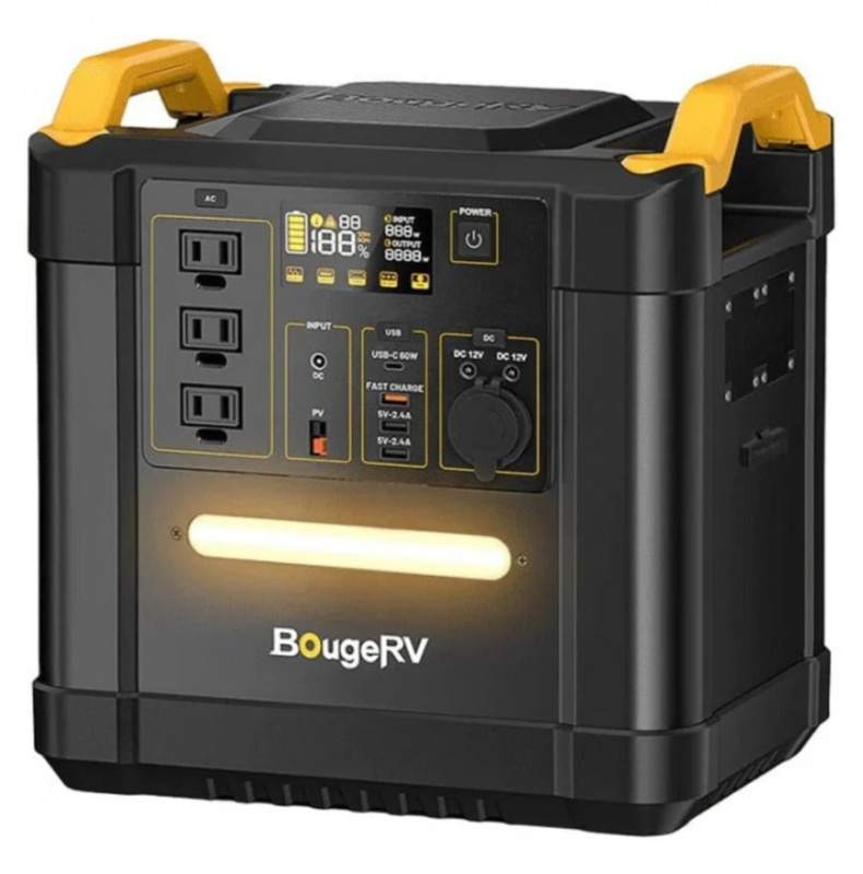 BougeRV FORT 1500 portable power station 1800W 1456Wh LiFePO4 battery for home backup RV off-grid applications