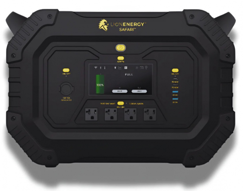 Lion Energy Safari Power Generator portable power station 3000W 1612Wh LiFePO4 sleek black finish for home backup RV off-grid applications
