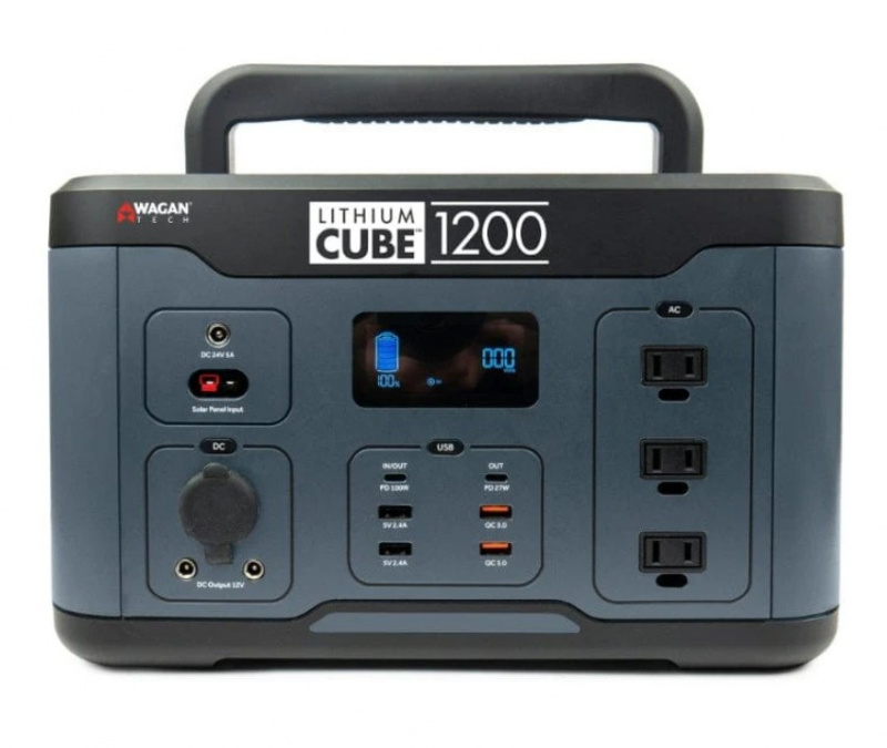 Wagan Tech Lithium Cube 1200 portable power station 1200W 1008Wh LiFePO4 battery for camping RV home emergency backup applications