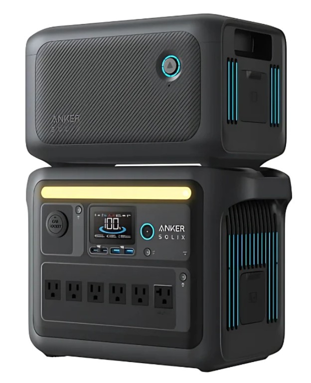 Anker SOLIX C1000X portable power station with BP1000X expansion battery 2048Wh LiFePO4 for home backup RV off-grid applications