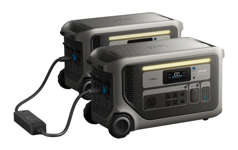 Anker SOLIX F3000 double kit with Double Voltage Hub 7680Wh LiFePO4 battery for whole-home backup RV off-grid applications