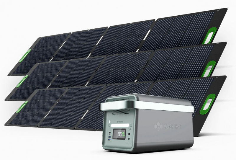 Yoshino K20SP23 solar generator with 3x200W solar panels 2048Wh solid state LiFePO4 for home backup RV off-grid applications