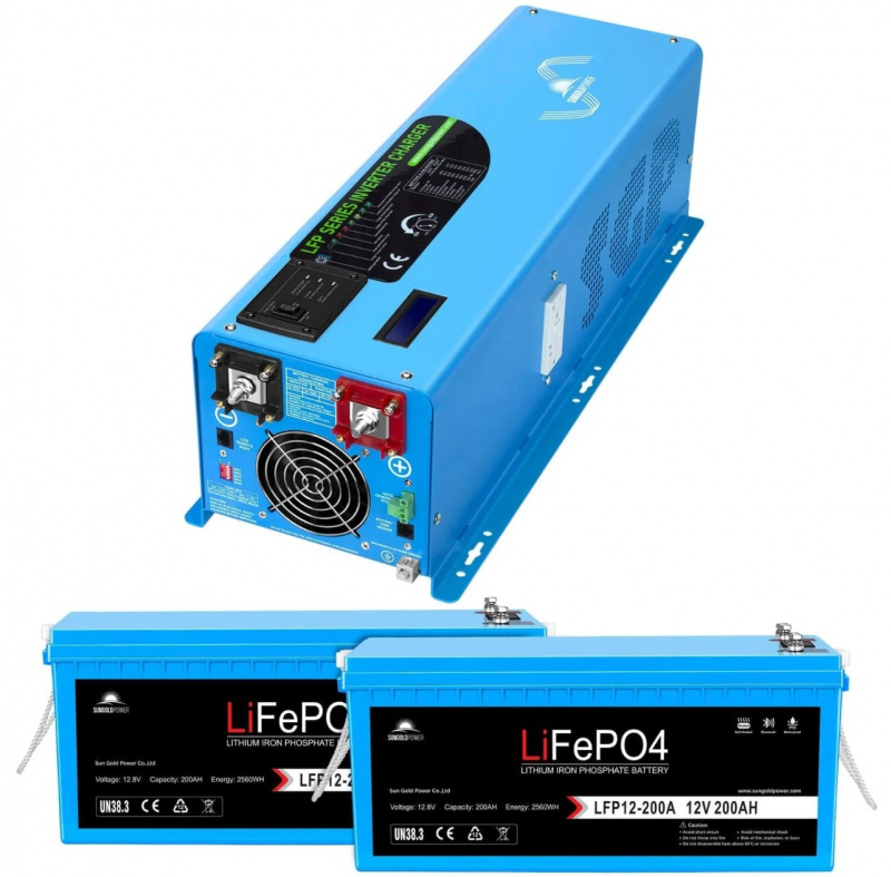 Sungold Power 4000W 12V split phase pure sine wave inverter with charger 12000W peak for RV off-grid marine backup applications (inverter only)