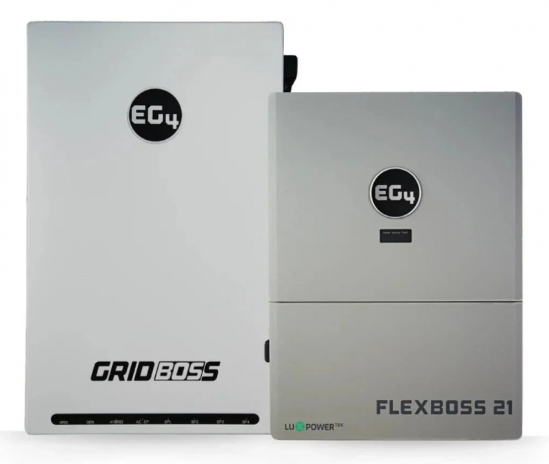 EG4 FlexBOSS21 inverter and GridBOSS bundle 48V split-phase hybrid solar system with 21kW PV input for whole-home backup off-grid applications