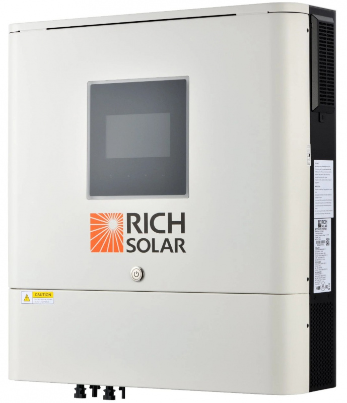 RICH SOLAR NOVA 6500S 6500W 48V hybrid solar inverter UL certified with huge LCD touchscreen ambient lights for whole-home backup RV off-grid applications