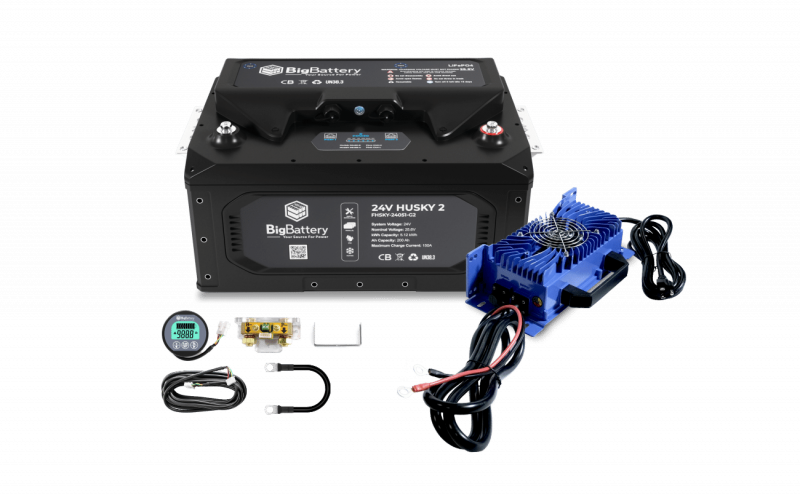 24V HUSKY 2 INV lithium battery kit 5.12kWh 200Ah LiFePO4 with inverter comms for RV marine off-grid home backup applications