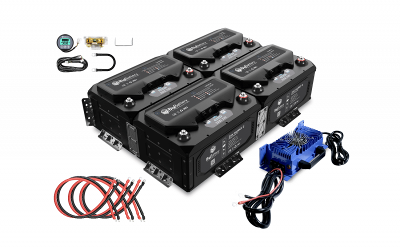 24V 4X HUSKY 2 INV lithium battery kit with AIMS inverter charger 20.48kWh 800Ah LiFePO4 for RV marine off-grid home backup applications