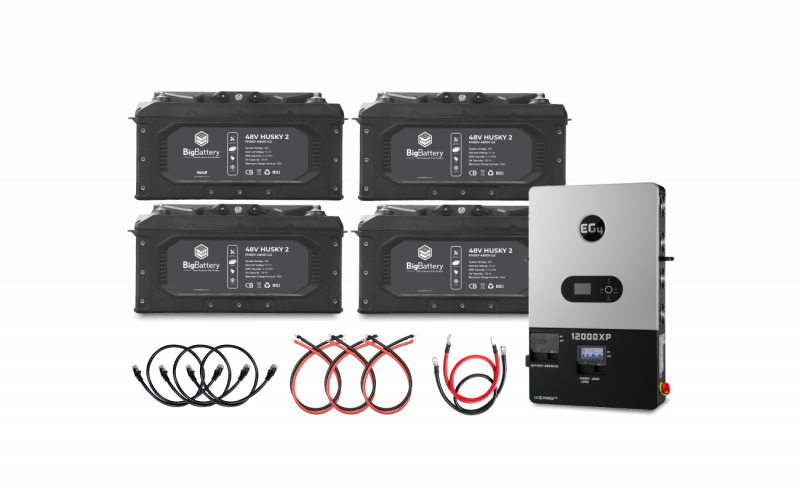 48V 4X HUSKY 2 INV lithium battery kit with EG4 12K inverter 20.48kWh 800Ah LiFePO4 for RV marine off-grid whole-home backup applications