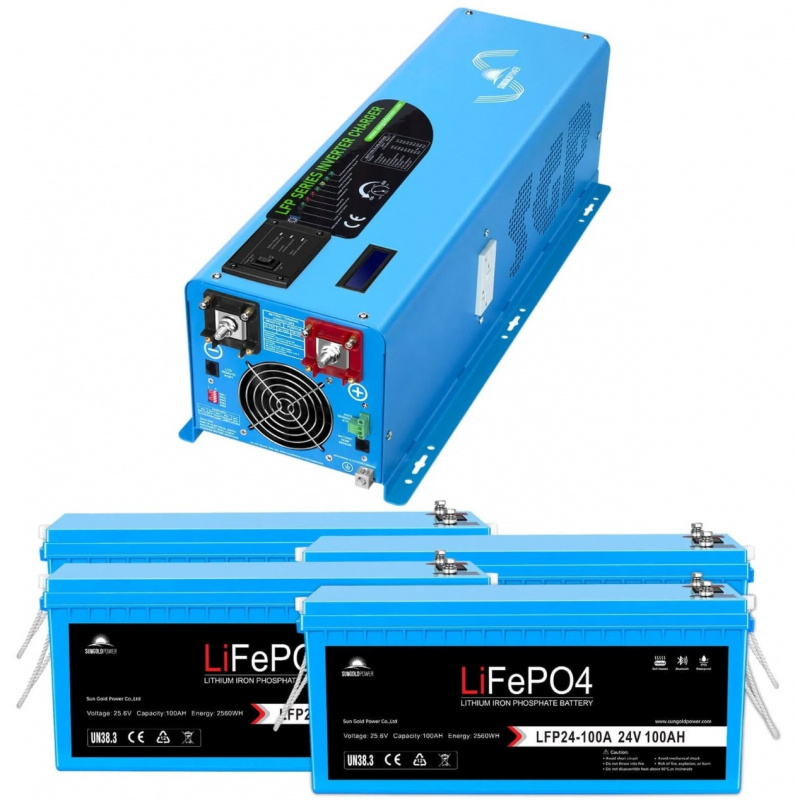 Sungold Power 6000W 24V split phase pure sine wave inverter with charger 18000W peak for off-grid RV marine home backup applications (inverter only)